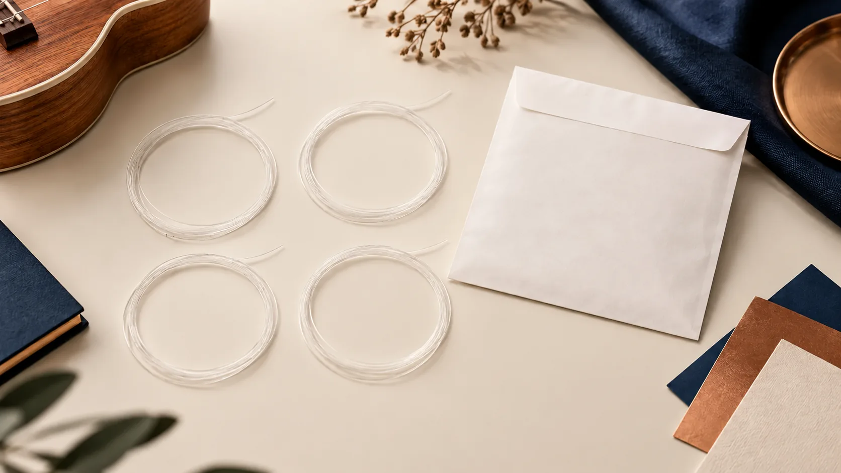 Plain-end nylon ukulele strings prepared for private-label range planning