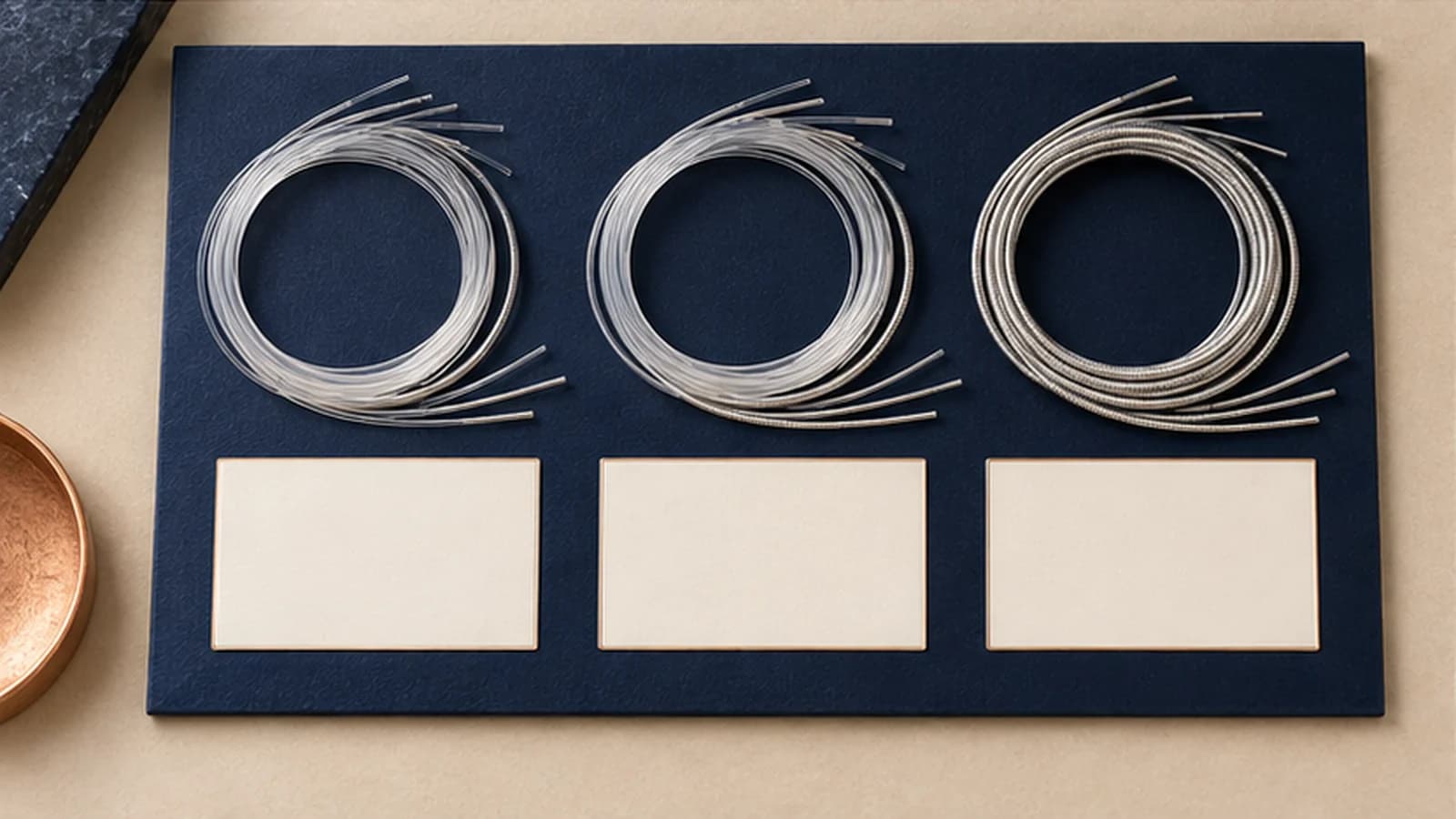 Three illustrative classical sets arranged for a coded sample review