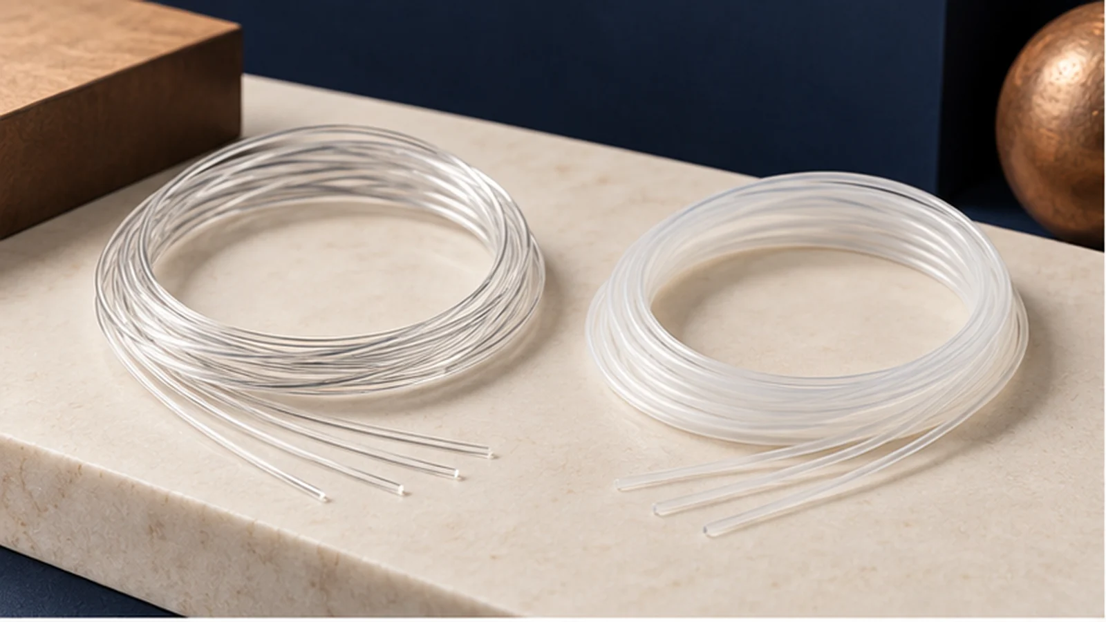 Nylon and fluorocarbon ukulele string coils with straight tie ends