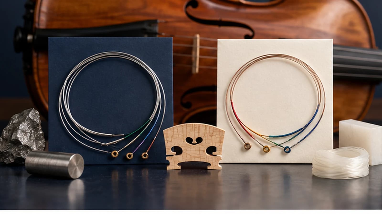 Steel and synthetic core violin string families