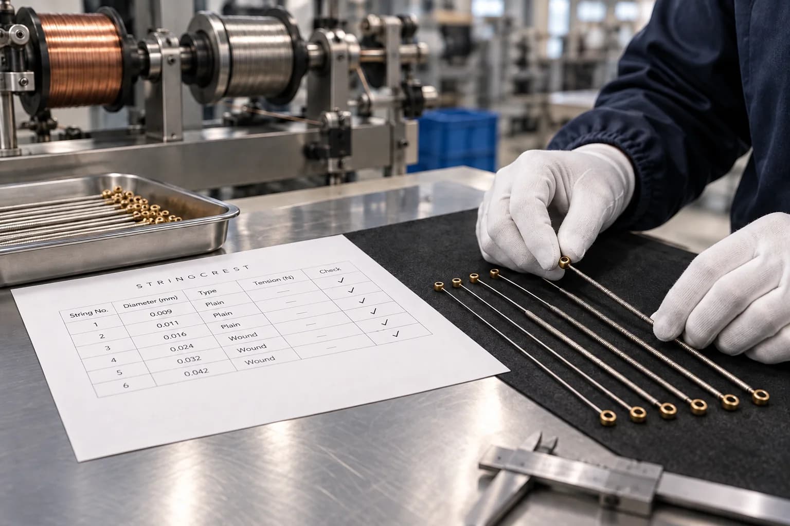 Illustrative view of guitar string production preparation
